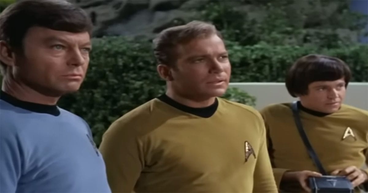 Kirk and members of an Enterprise landing party explore an unfamiliar world in the original “Star Trek” series.