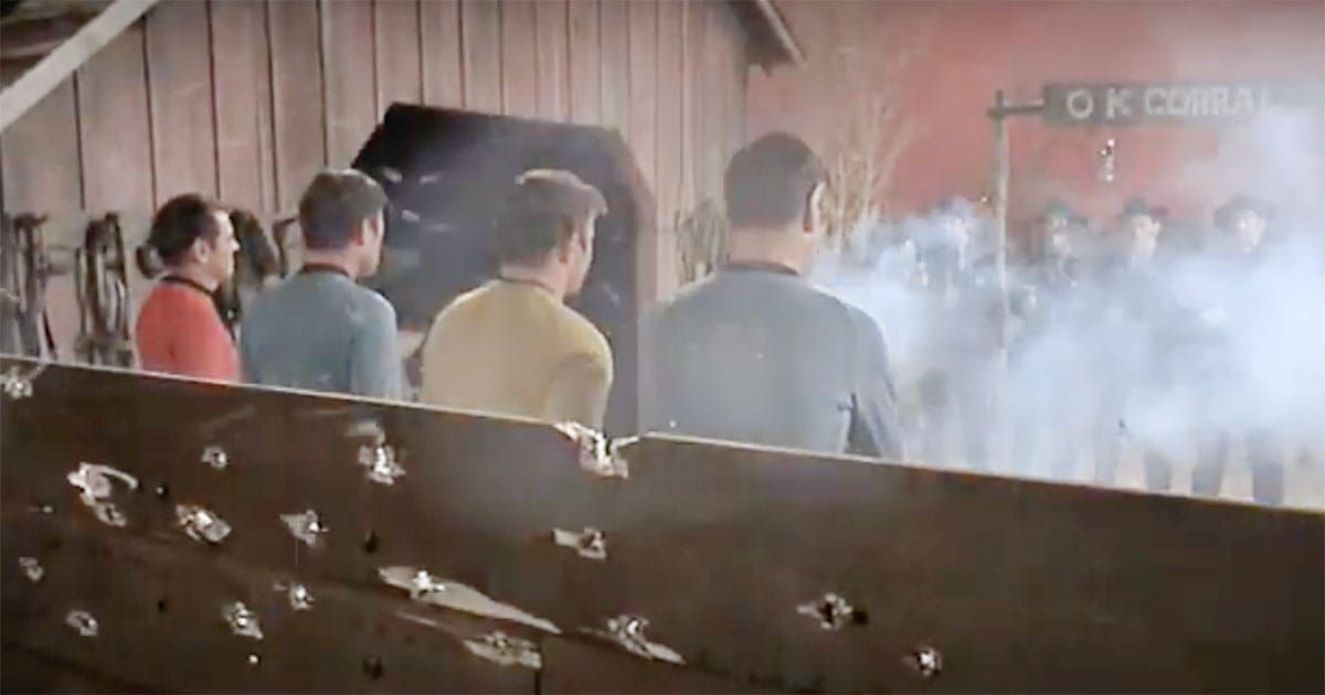 "Star Trek" crew faces simulated gunfire at the O.K. Corral in the episode "Spectre of the Gun"