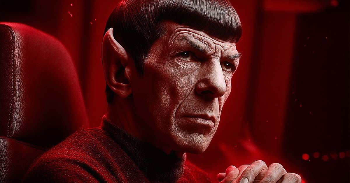 Red-skinned concept art of Spock from "Star Trek: The Original Series" showing his abandoned early design.