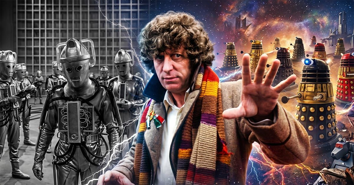 An AI-generated image showing a collage of scenes from Doctor Who.