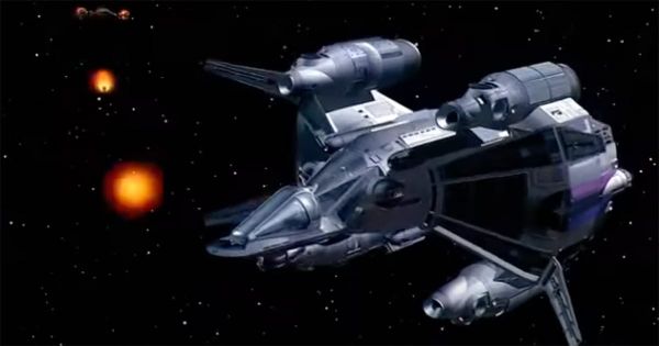  The "Gunstar" starfighter from "The Last Starfighter," shown in space with its wings extended.
