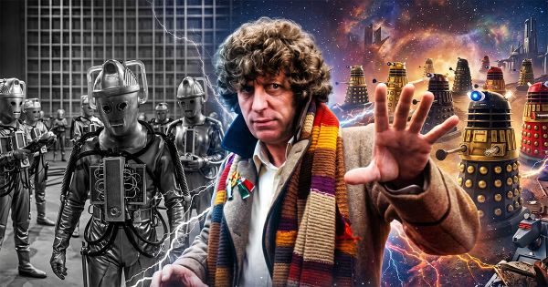 An AI-generated image showing a collage of scenes from Doctor Who.