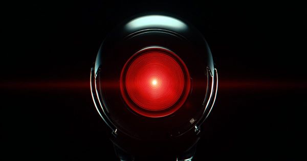 An AI-generated image of the HAL 9000.