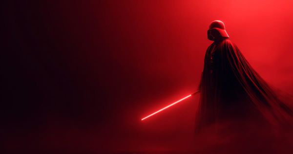 An image of Darth Vader with this red lightsaber.