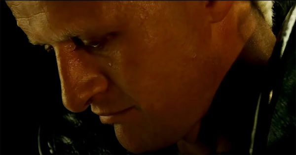 Close-up of Roy Batty from "Blade Runner" during the film’s final confrontation as the Nexus-6 replicant reflects on mortality.