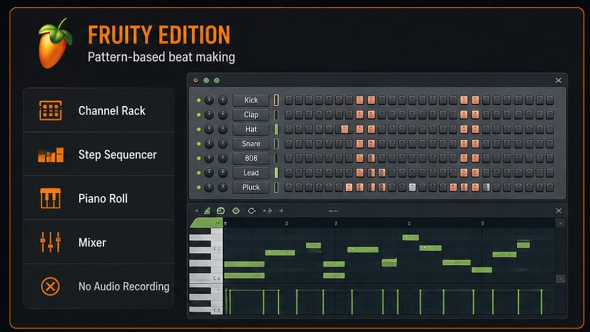 FL Studio Fruity Edition visual comparison