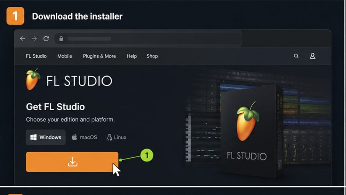 Official FL Studio download step visualization