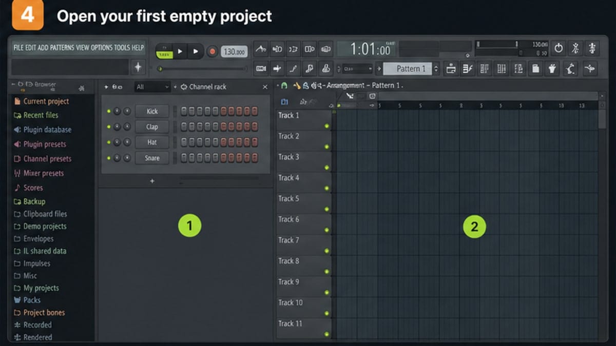 FL Studio first empty project visualization