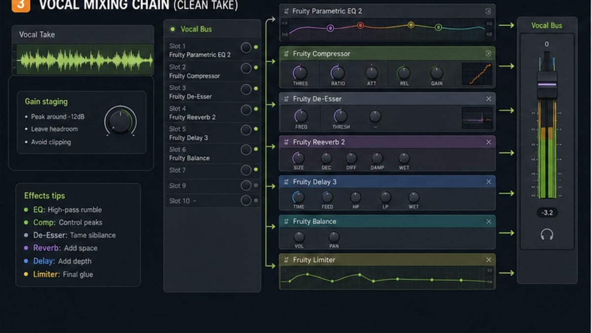 Simple FL Studio stock vocal chain
