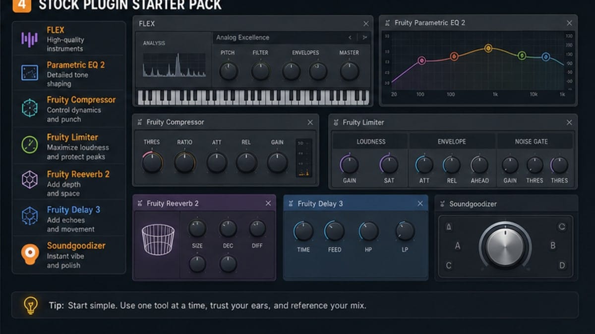 FL Studio stock plugin starter pack for Mixer inserts