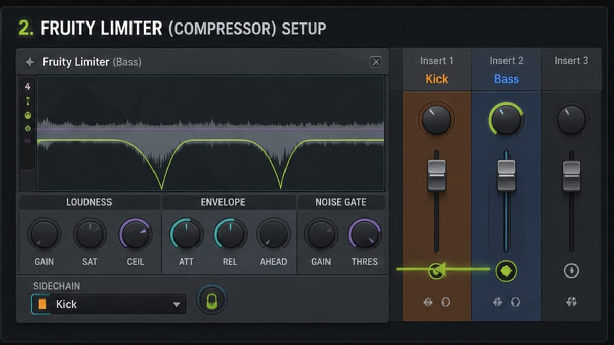 FL Studio Fruity Limiter sidechain compression visual