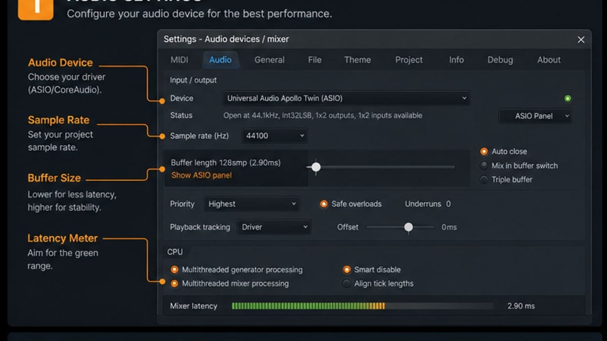FL Studio Audio Settings for recording buffer