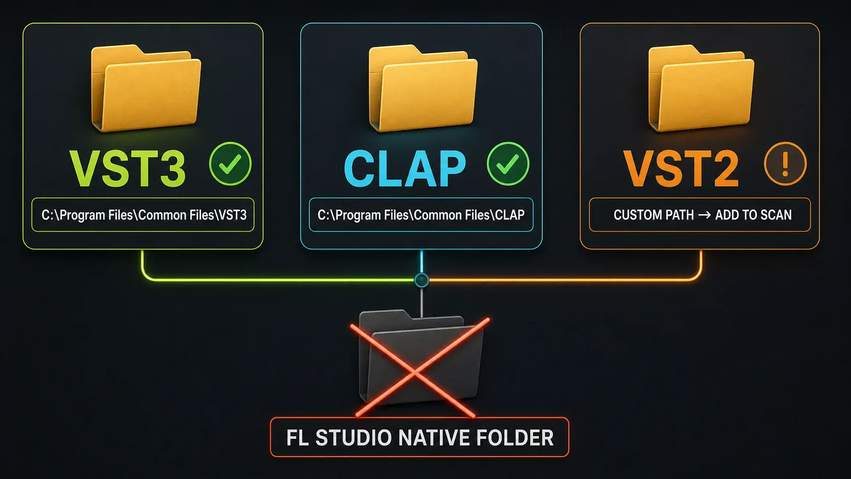 Windows VST3 and CLAP Common Files paths with a separate custom VST2 search route