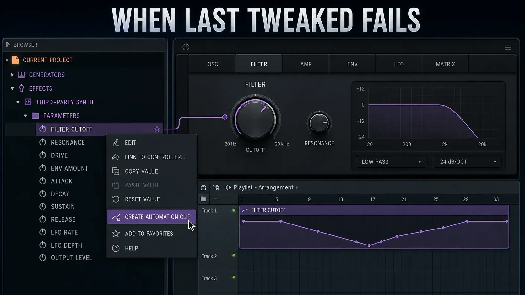 FL Studio Browser Current project fallback for third-party plugin automation parameters