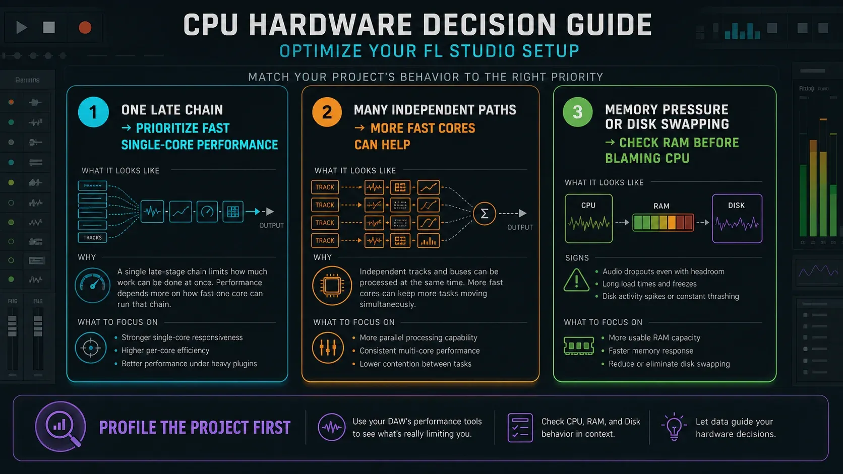Choosing an FL Studio CPU by single-thread speed parallel cores and available memory