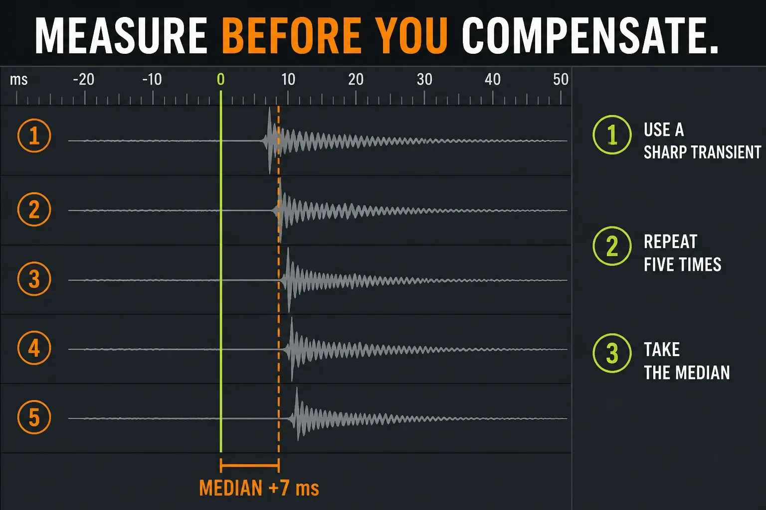 FL Studio transient alignment measured from grid line to waveform attack before a millisecond nudge