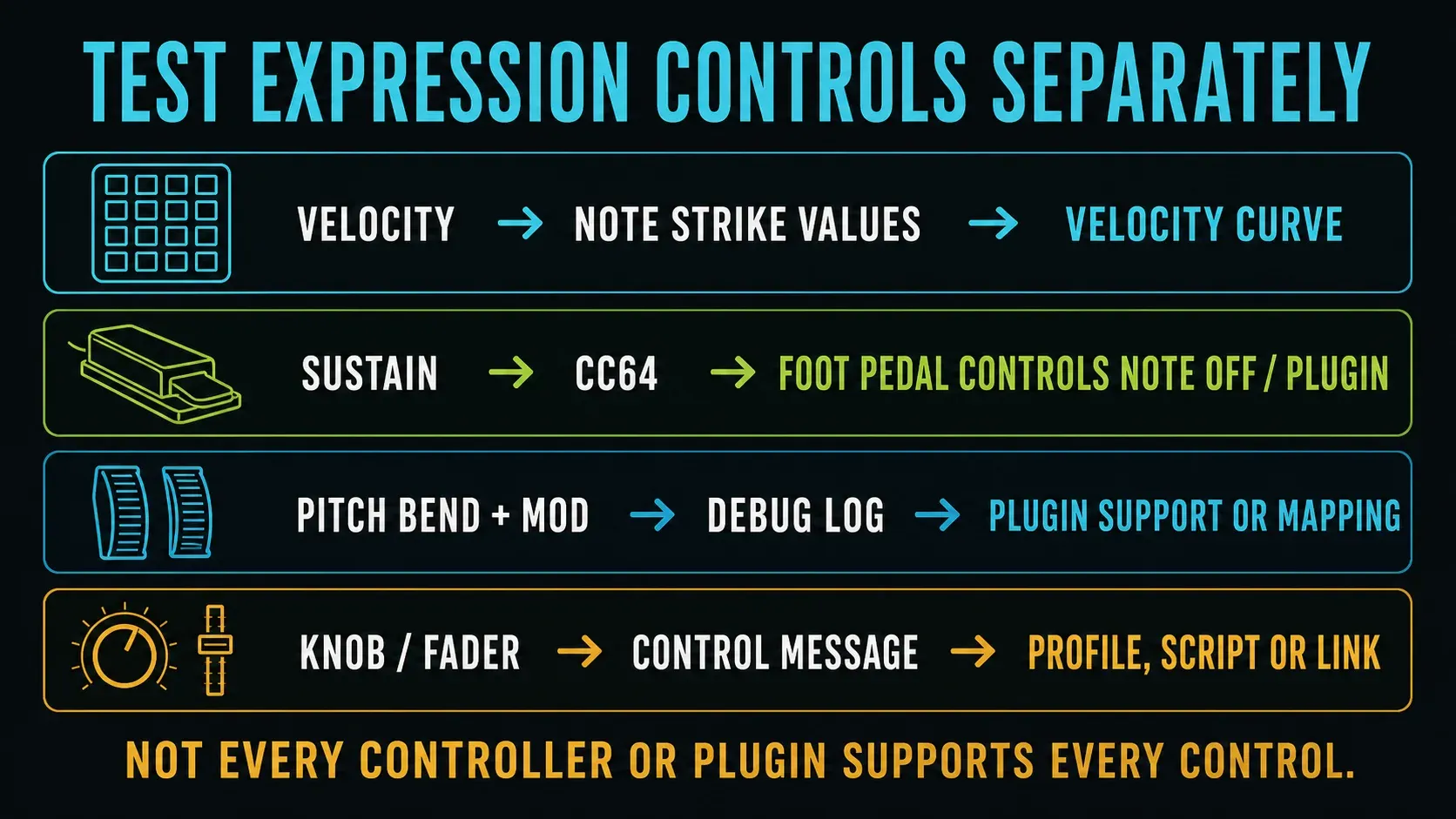 FL Studio MIDI troubleshooting for velocity sustain pitch bend modulation and linked knobs