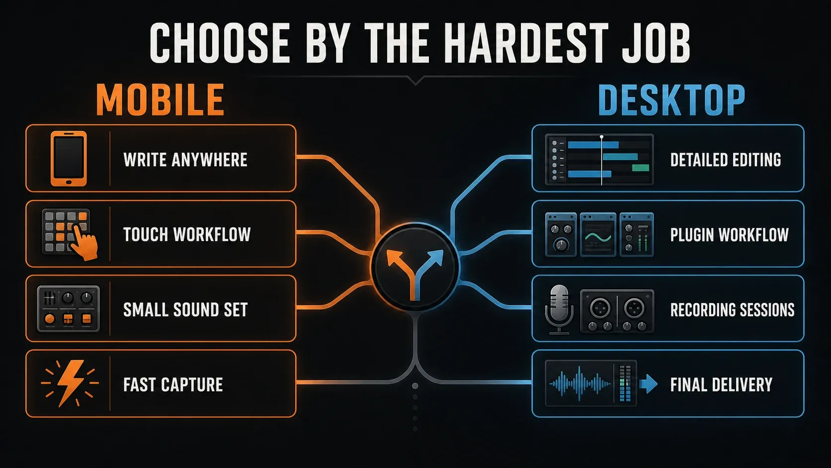 FL Studio Mobile and Desktop choices by working style and production task