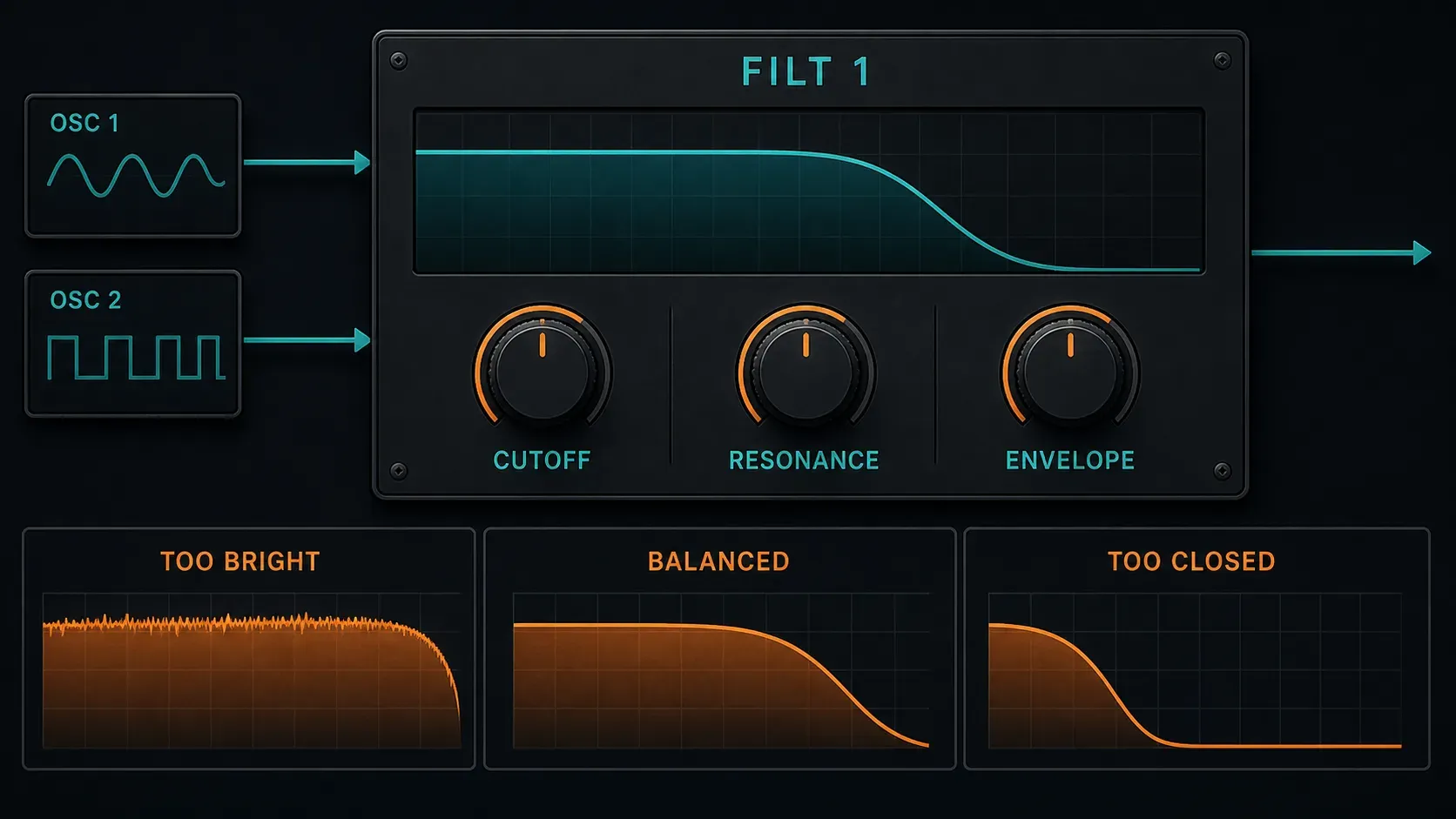 Sytrus Filter 1 low-pass workflow balancing cutoff resonance and movement for a Reese bass