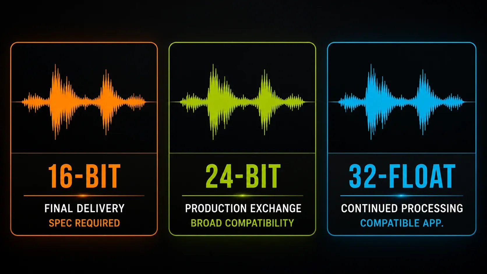 16-bit final-format, 24-bit exchange and 32-bit float processing use cases
