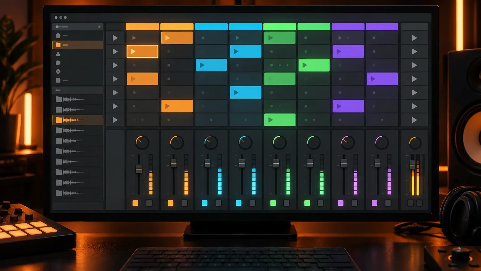 Clip based Mac music workflow with Session View scenes live launching and arrangement recording