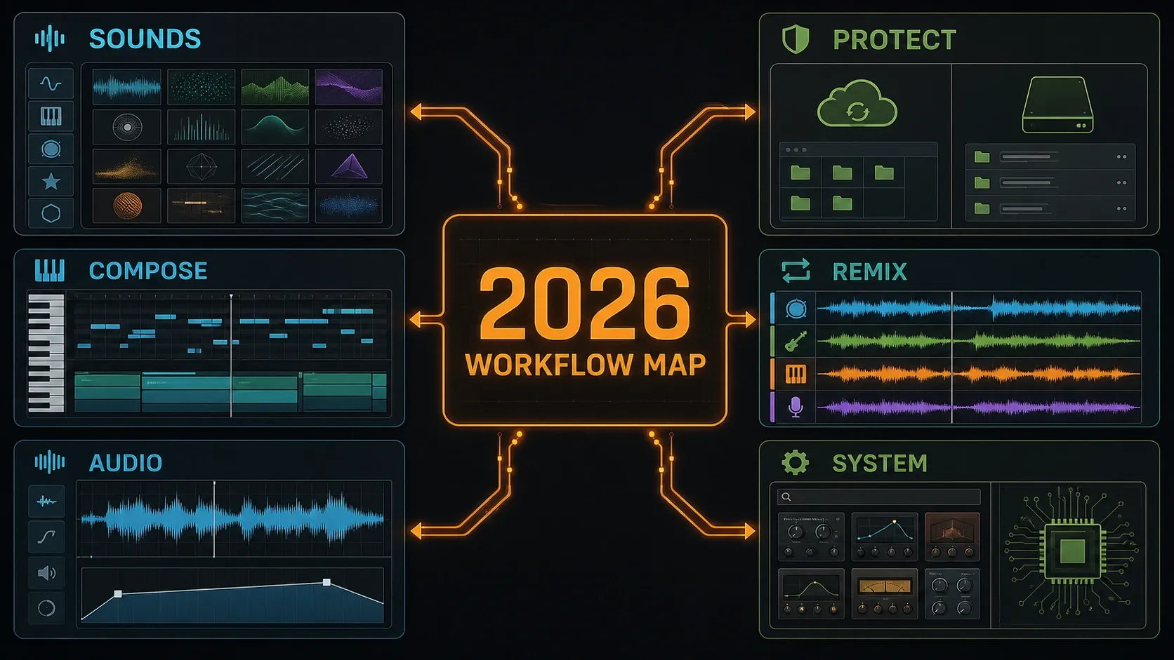 FL Studio 2026 workflow map for sounds, composition, backups, remixing and audio