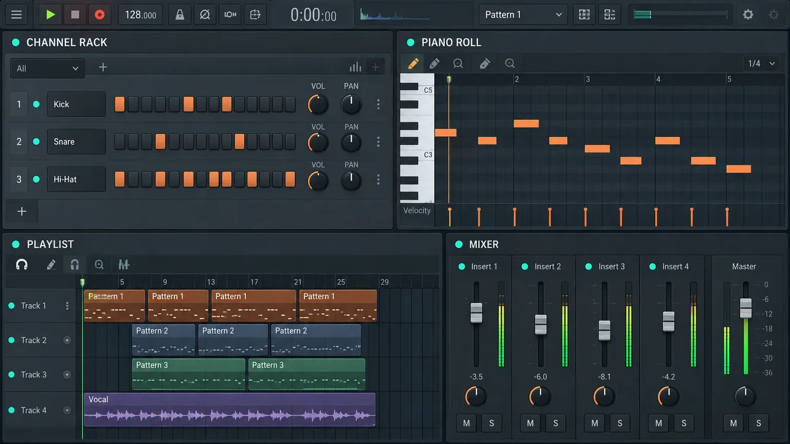 FL Studio Gopher control map for Channel Rack Piano roll Playlist and Mixer