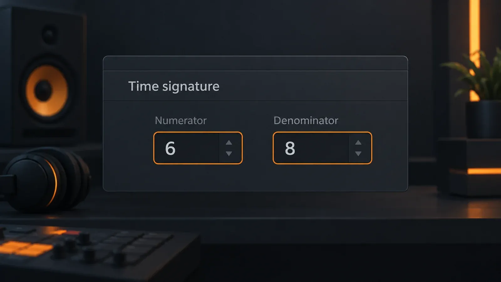 FL Studio project time settings with numerator 6 and denominator 8 highlighted