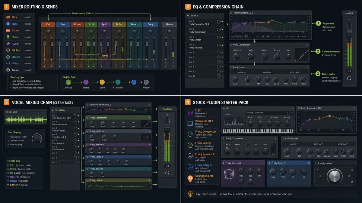 FL Studio Mixer Tutorial for Beginners tutorial visualization
