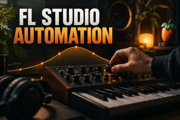 FL Studio synthesizer control linked to an orange automation curve
