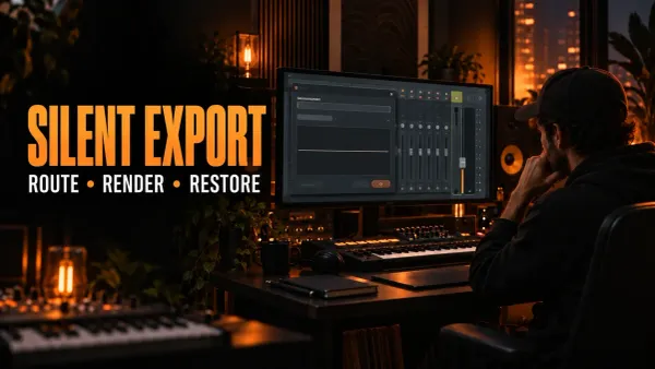 Producer diagnosing a silent FL Studio export with render and Master-routing checks