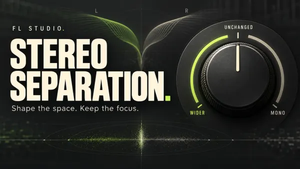 FL Studio Mixer stereo separation directions: left for wider, center unchanged, right for mono