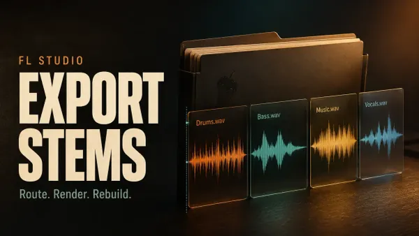 FL Studio Export Stems with separate Drums, Bass, Music and Vocals WAV file cards