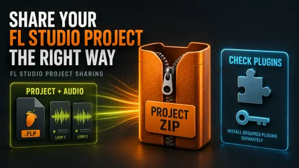 FL Studio project ZIP with audio files and a separate plugin installation check