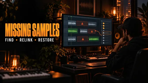 Producer restoring missing samples by relinking audio files to an FL Studio project