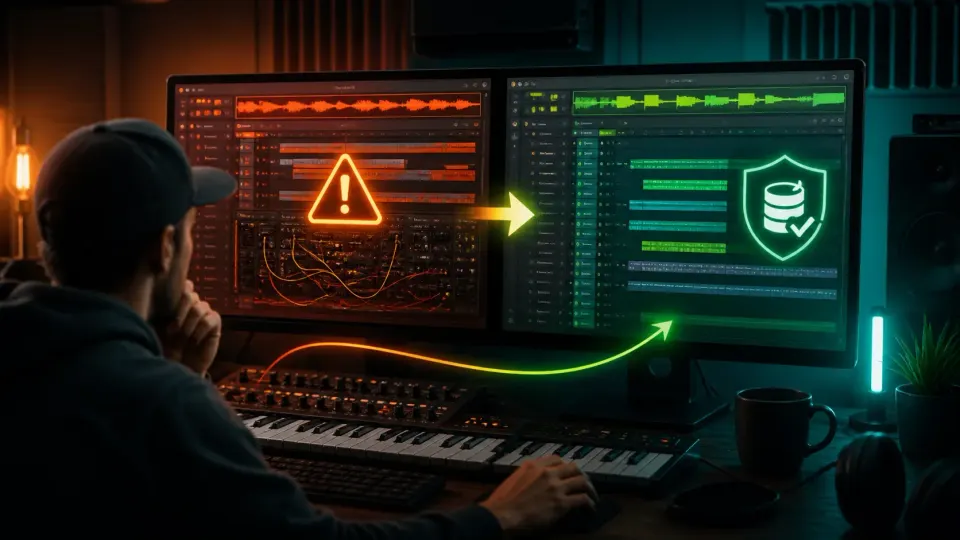 FL Studio crash recovery cover with blocked project becoming a safe recovered copy