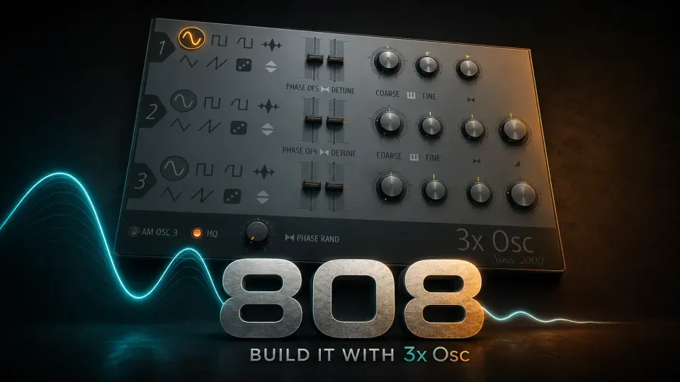 3x Osc instrument with a decaying sine wave for building an 808 bass in FL Studio