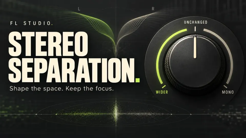 FL Studio Mixer stereo separation directions: left for wider, center unchanged, right for mono