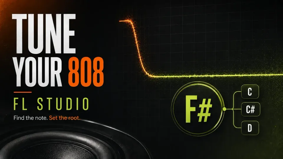 808 pitch contour settling on F-sharp beside chromatic note choices in FL Studio