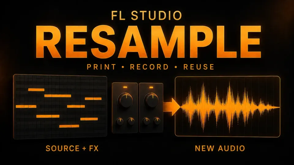 FL Studio resampling concept: source notes and effects become new audio