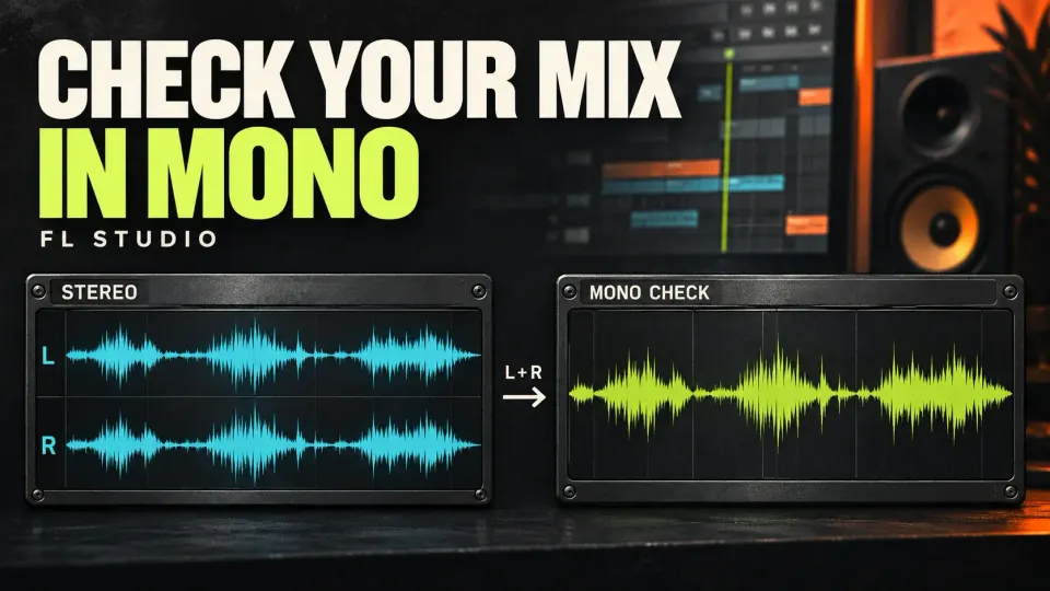 Stereo left and right waveforms combined for a mono check in FL Studio