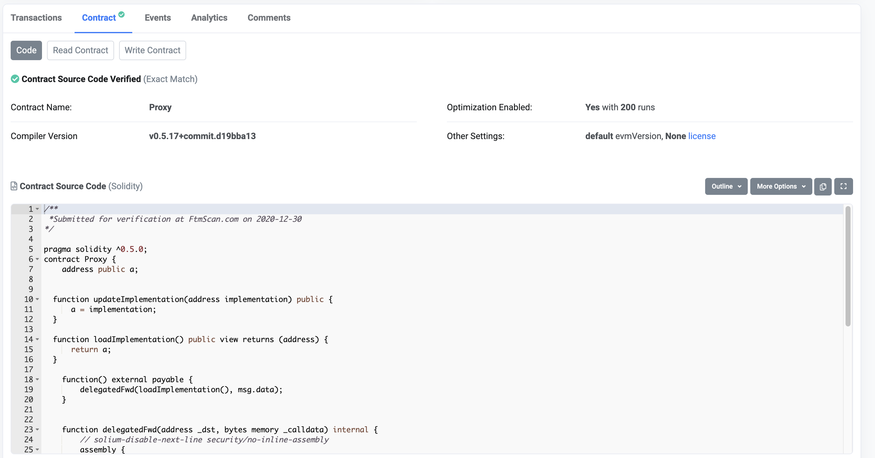 Verified contracts on Fantom