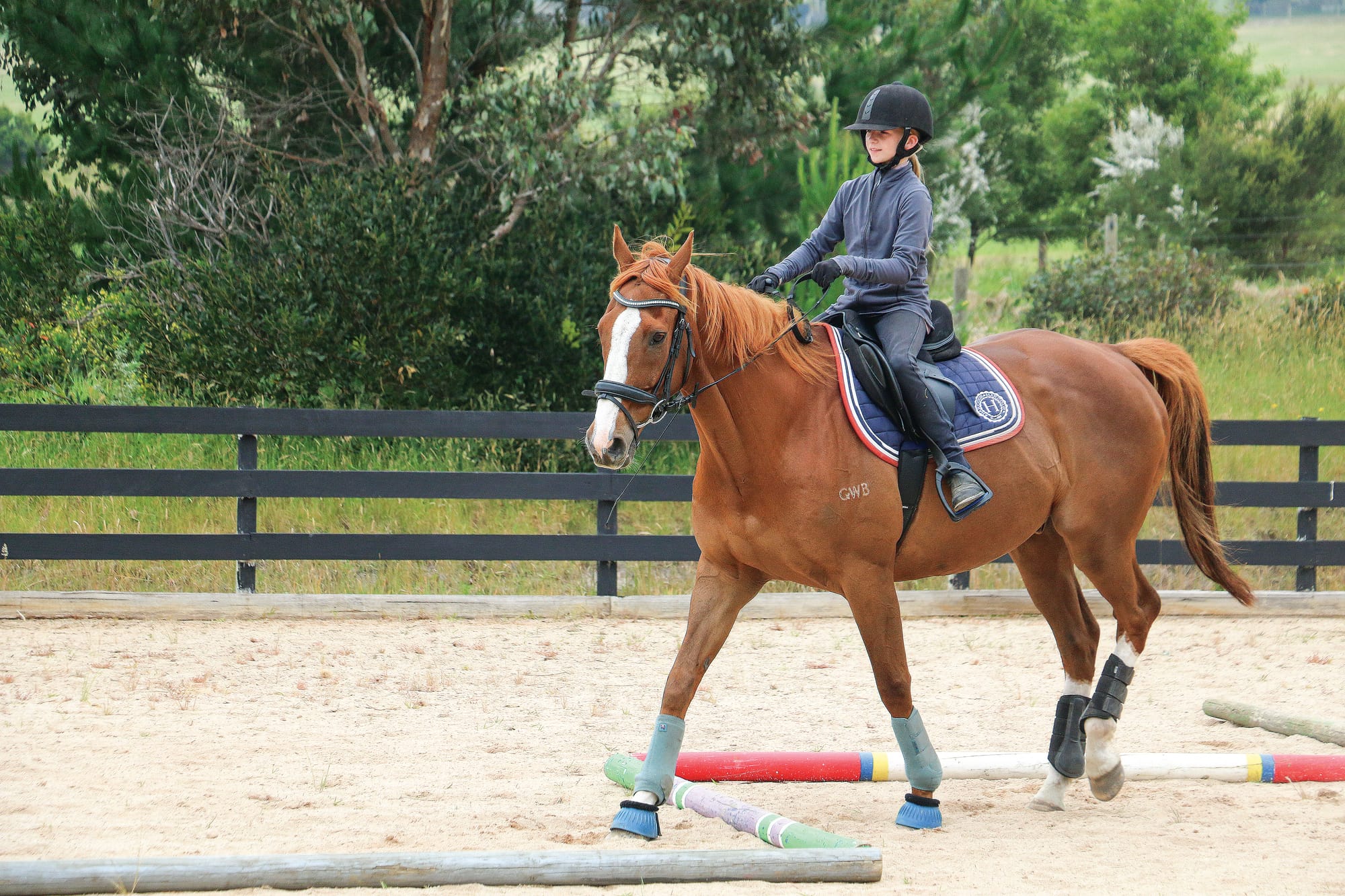 Addy Fisher had a go at the obstacle course during Bass Valley Pony Club’s Come and Try Day.