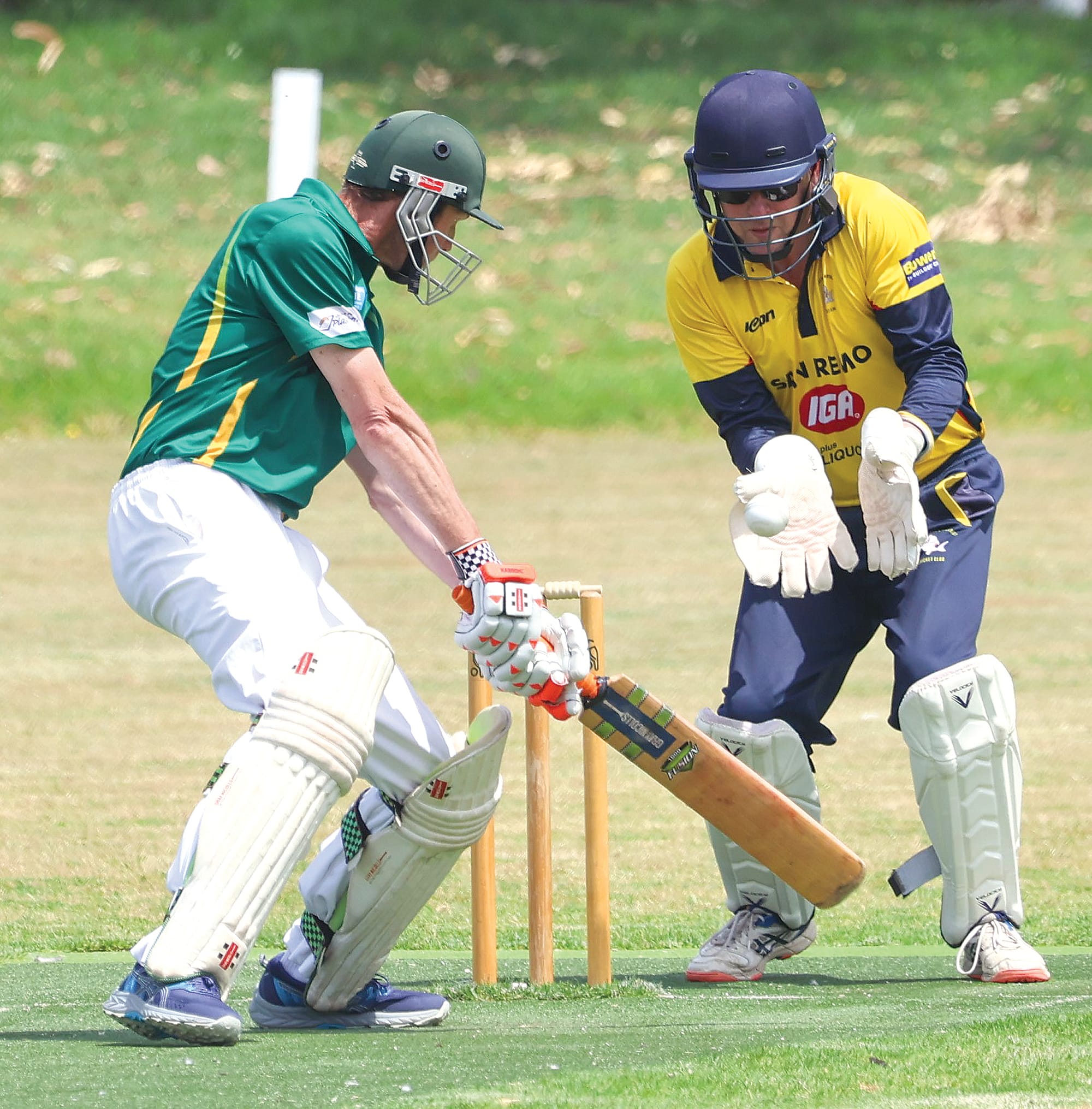 HOWZAT! Town’s Colin Bruce appears to feather one through to the Phillip Island keeper in B1 prompting some dissent from the Sharks when the appeal wasn’t given out. He went on to make a useful 25.