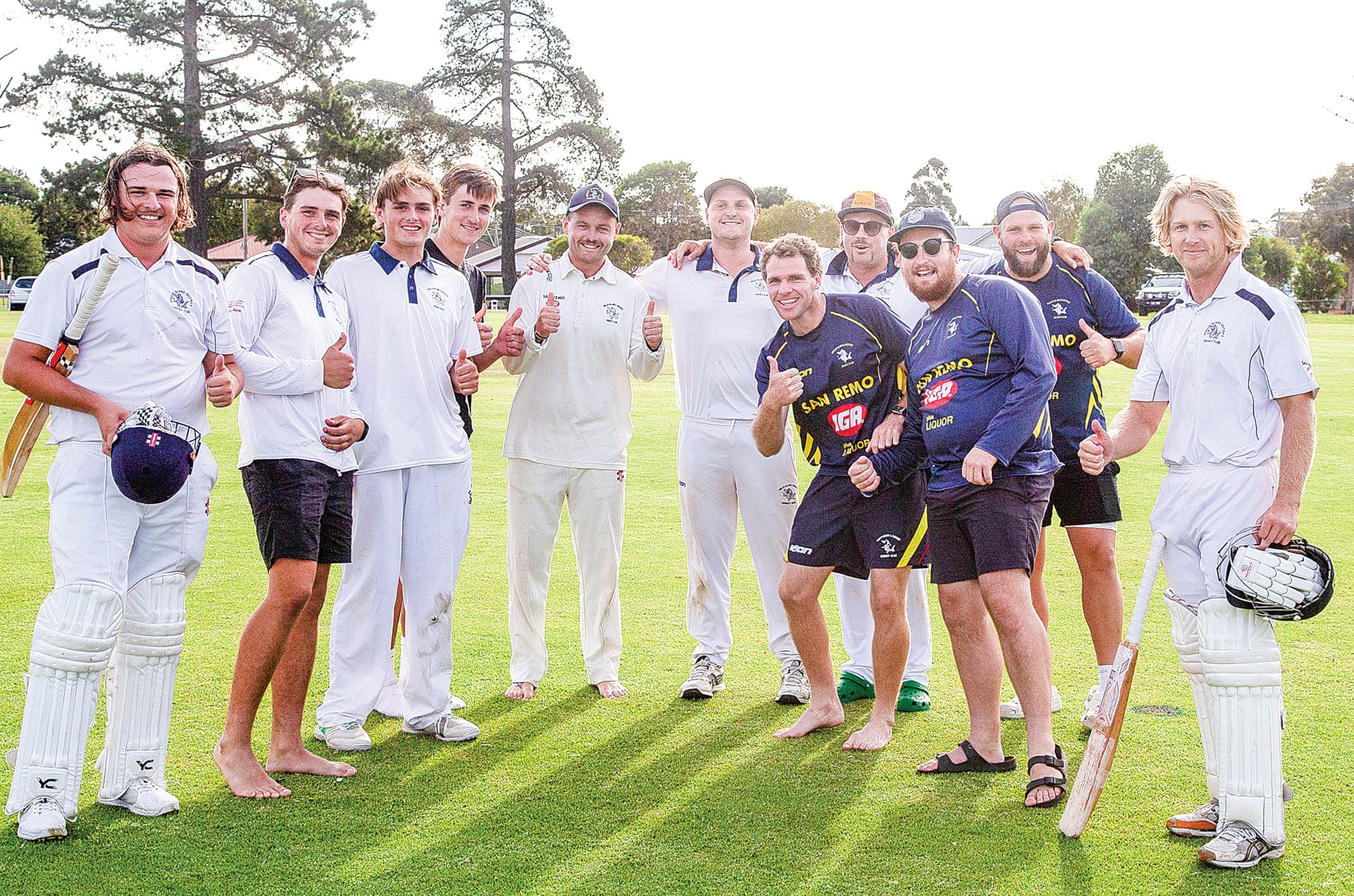 The Phillip Island cricket team won their way into a fourth consecutive Grand Final by defeating Wonthaggi Club on their home ground. Photo: Peter Cleeland