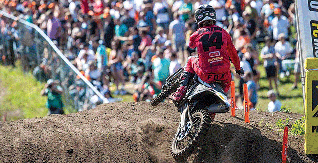 Jed jumps onto the podium at Oss