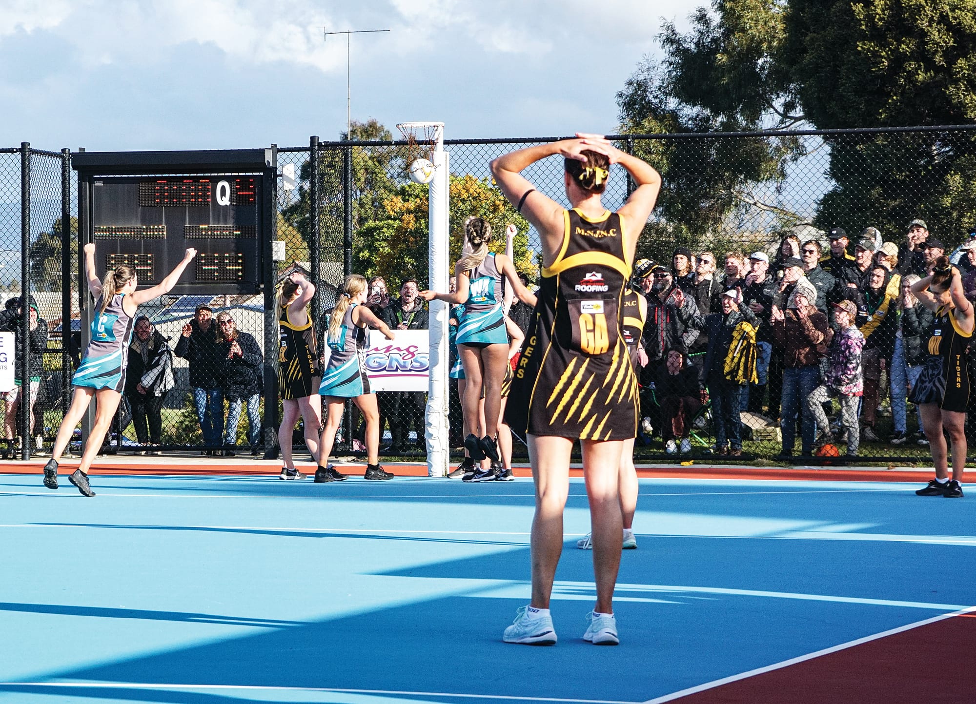 The goal that sealed the deal – Toora celebrate as the reality of their victory sets in, with the disappointment visible for the Tigers. Ns133722