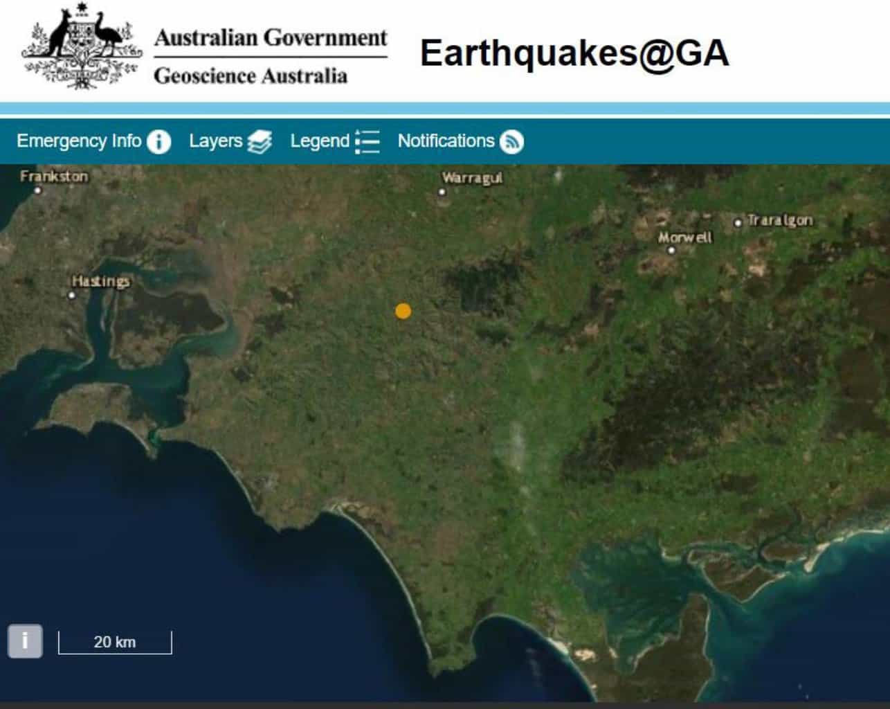Monday night earthquake hits Poowong