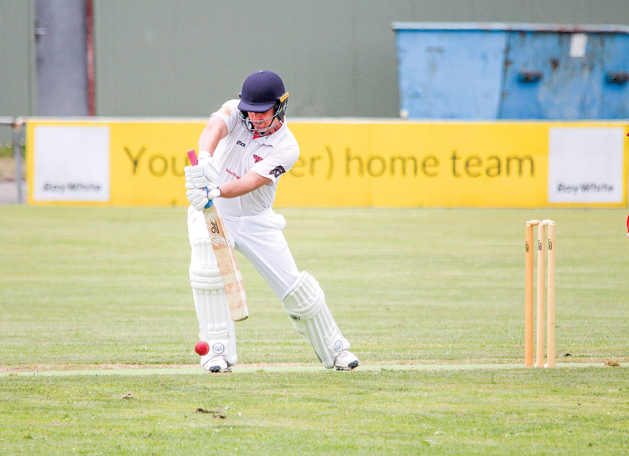The Inverloch captain David Newman defends on his way to a match-winning unbeaten half century. B02_4522