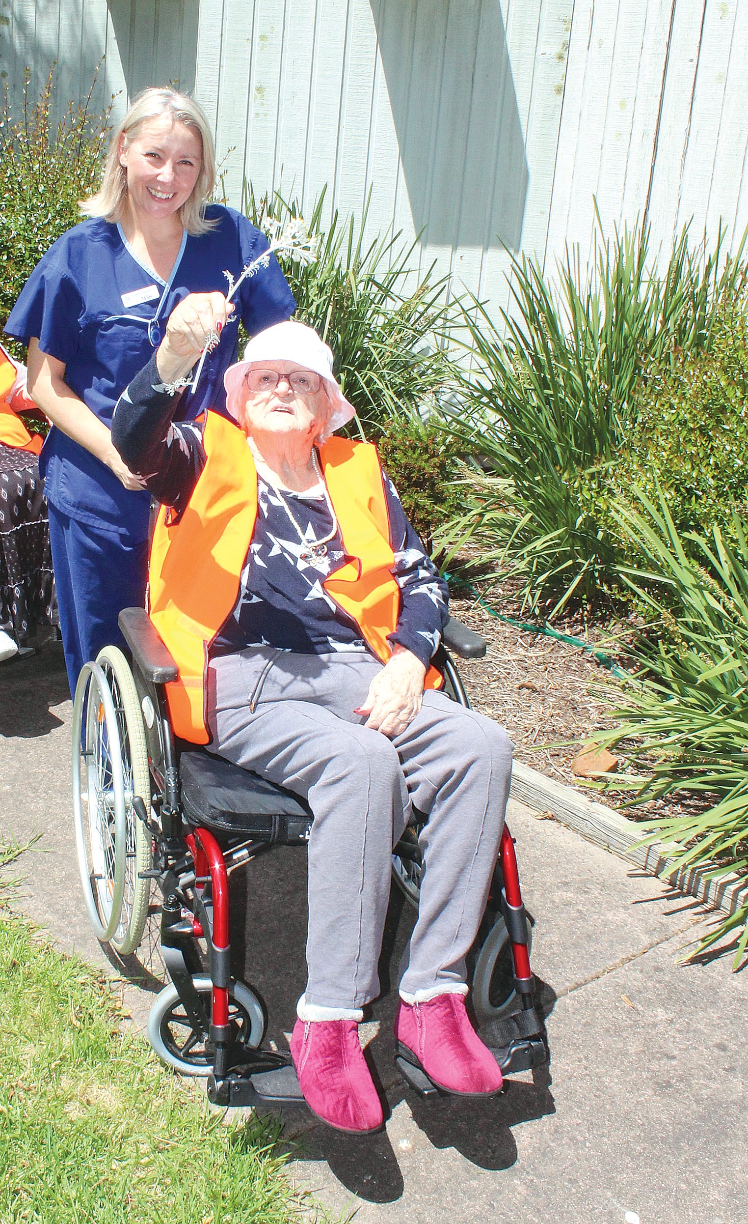 Griffiths Point Lodge Diversional Therapist Natasha Stapleton brings joy to residents such as Ruth Andrews by offering stimulating activities.

